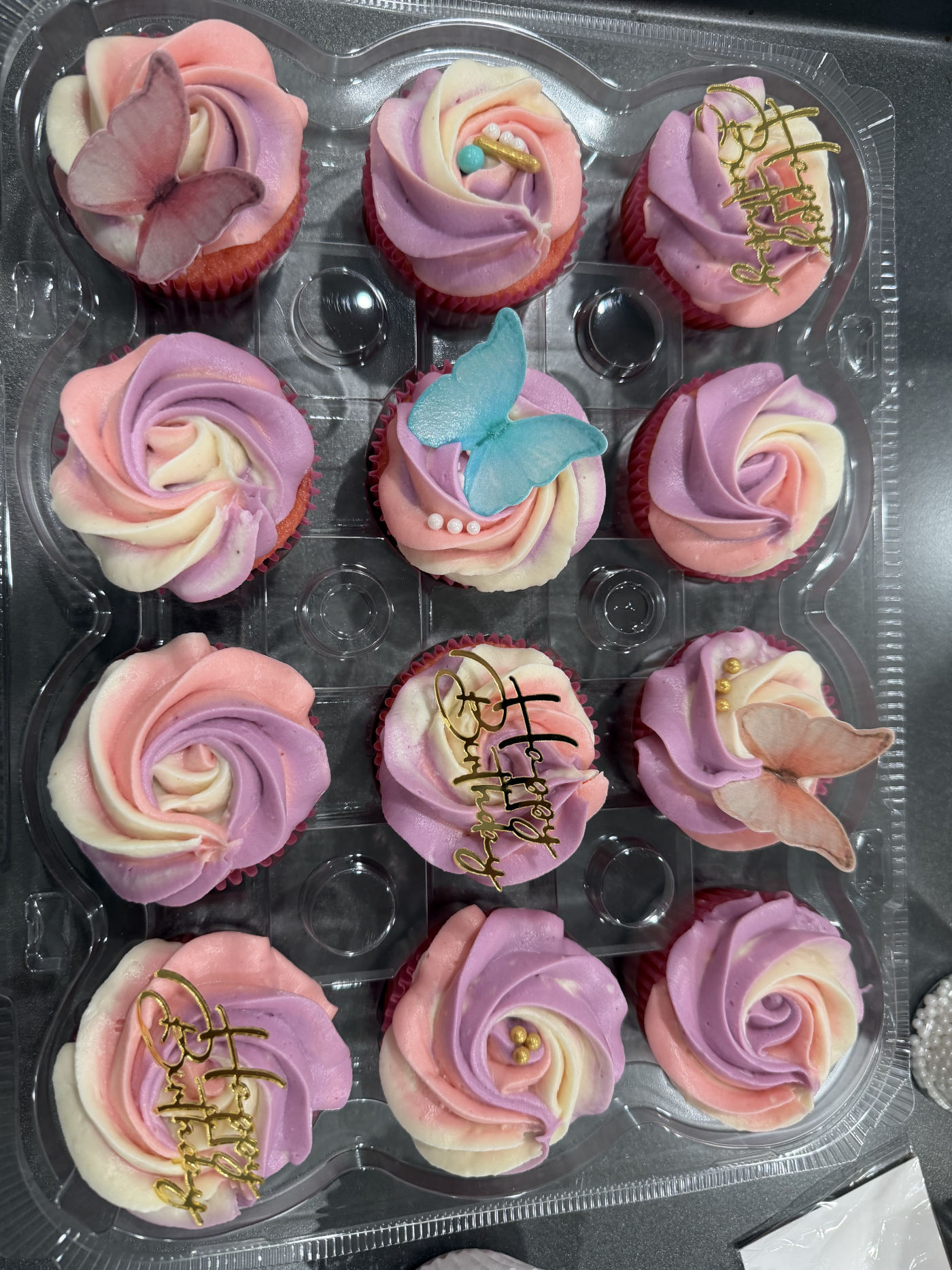 Butterfly rosette cupcakes