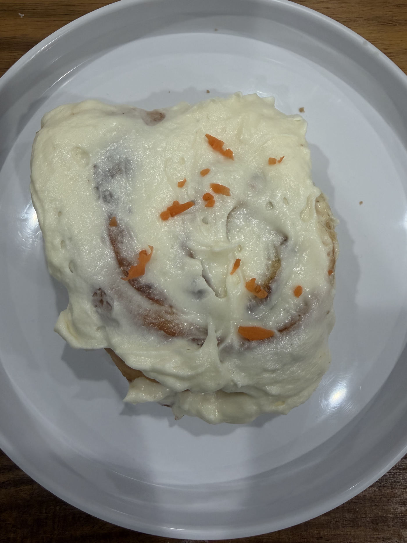 Carrot cake roll with cream cheese icing
