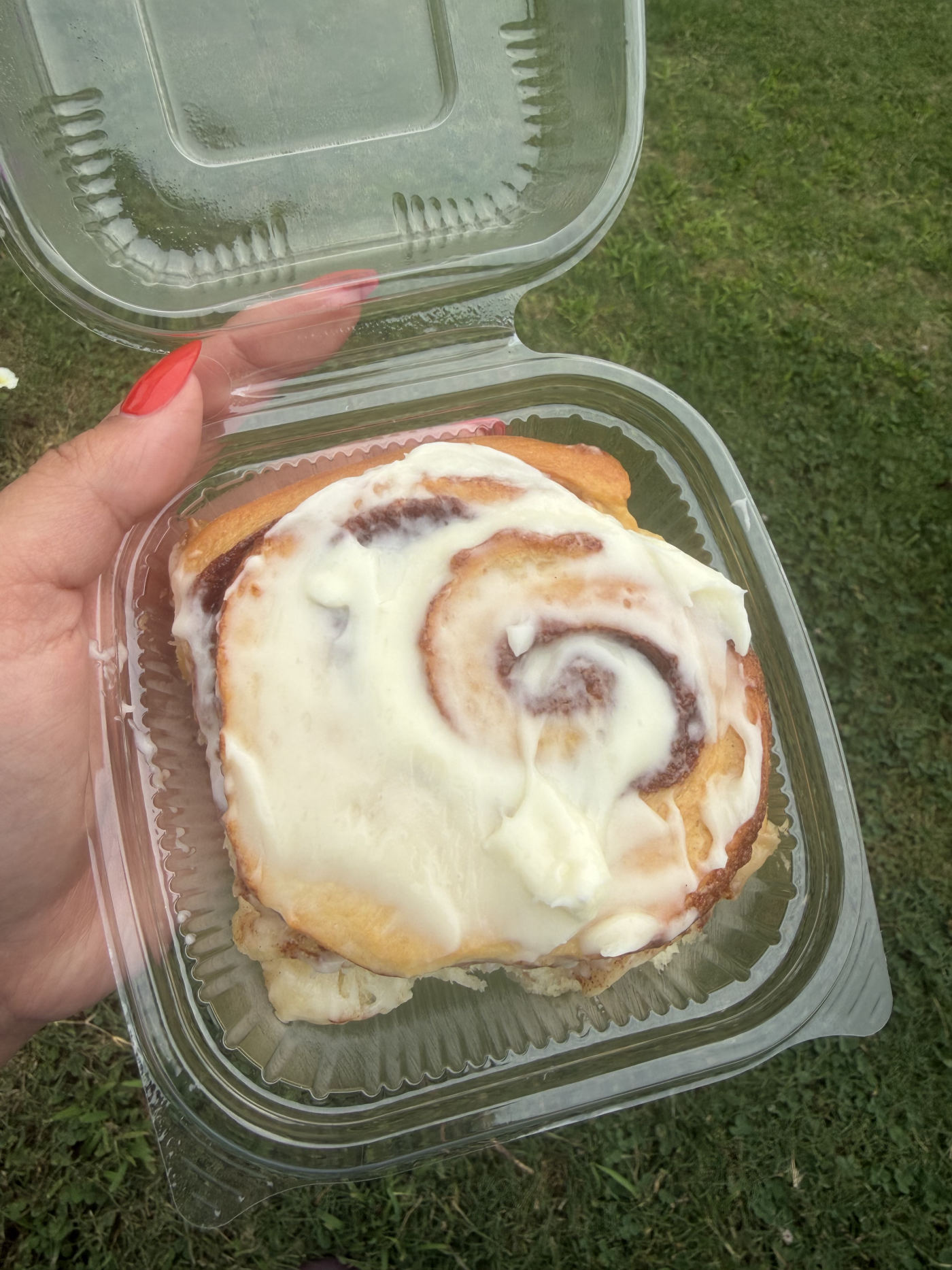 Frosted cinnamon roll