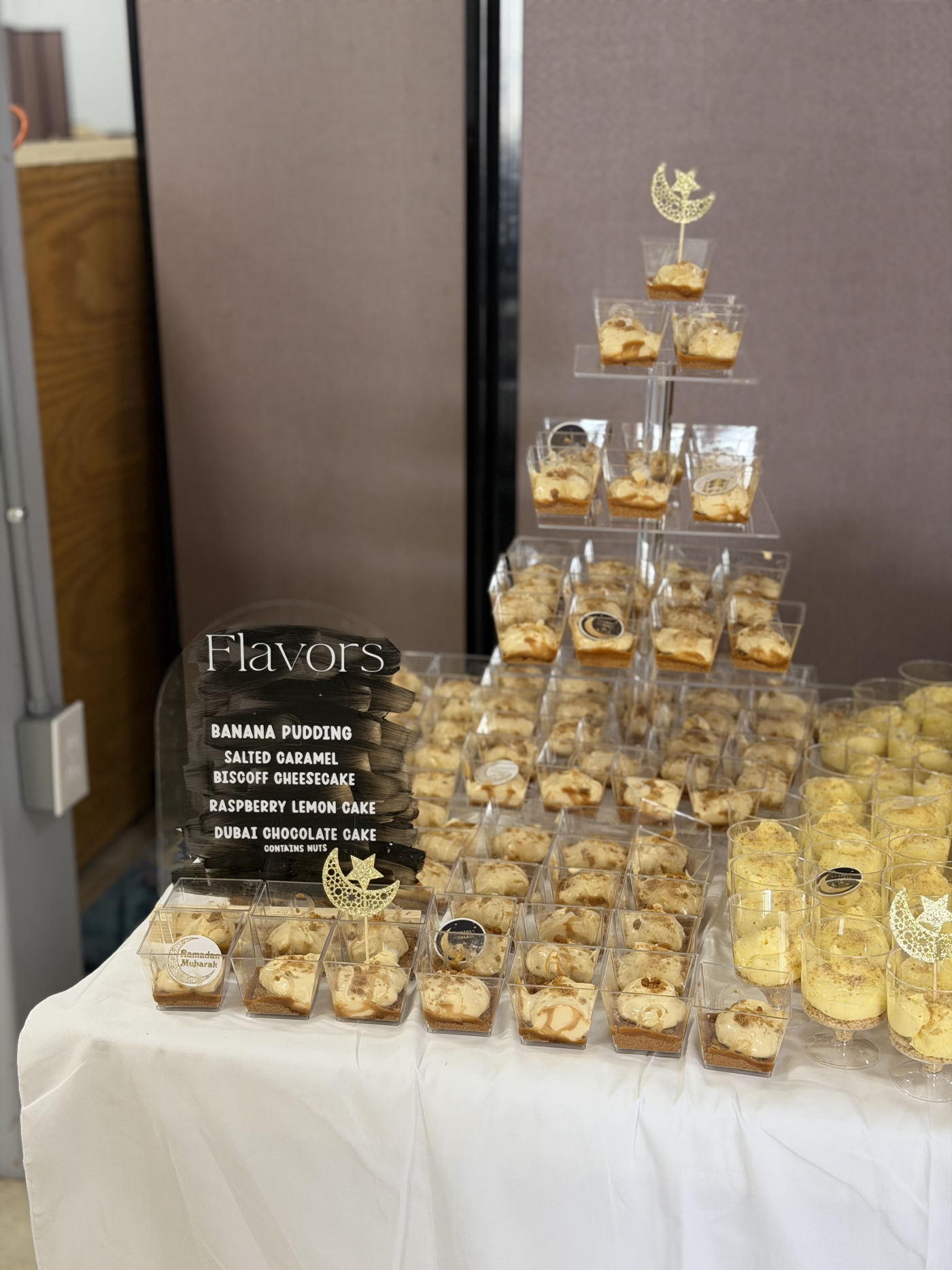 RizziBakes dessert cup display catered for an event