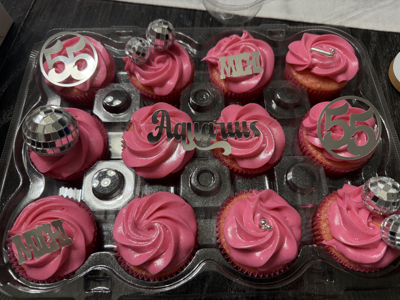 Custom disco-themed birthday cupcakes