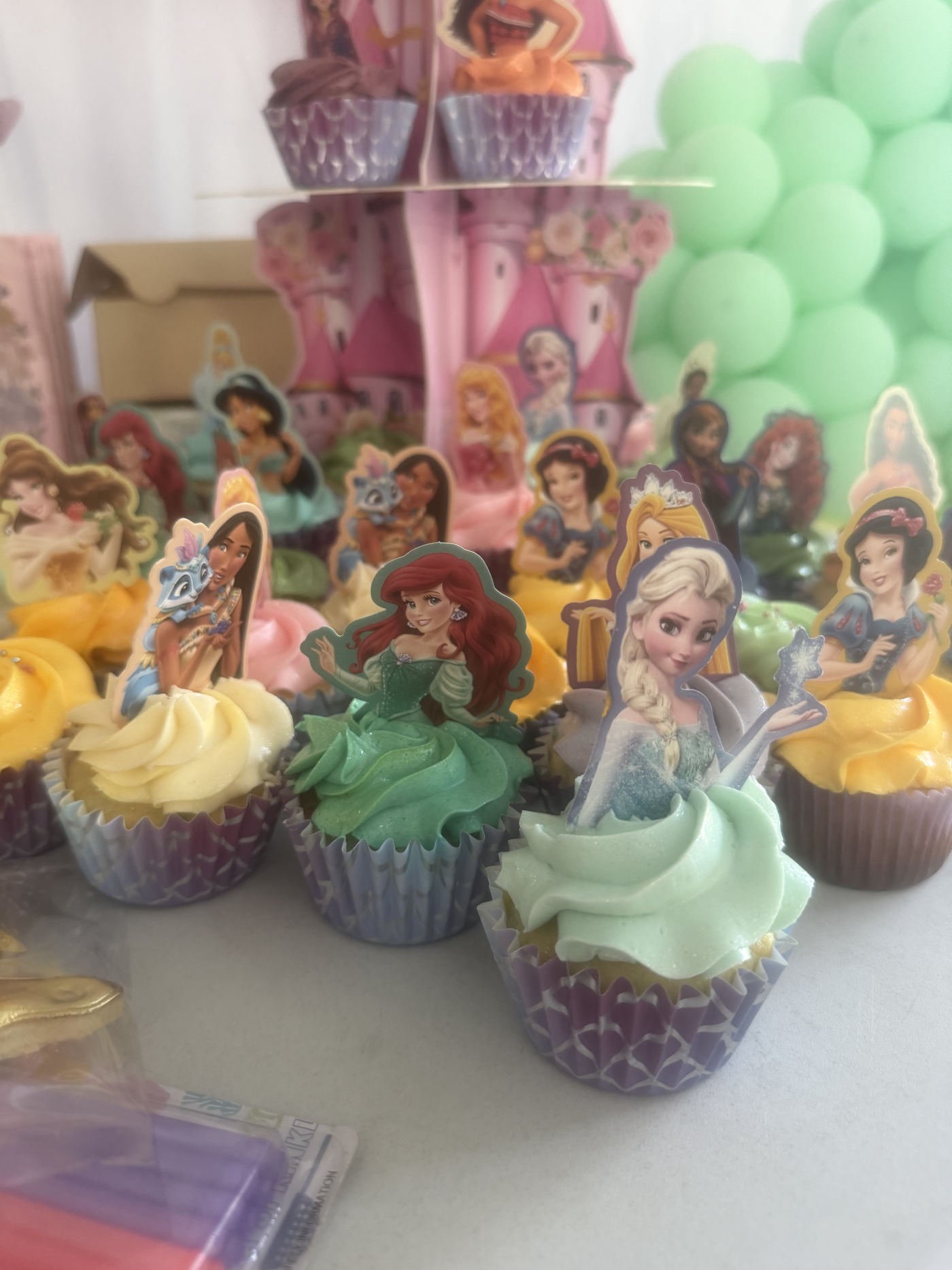 Custom Disney Princess themed cupcakes